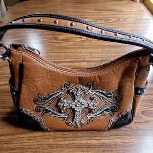 Montana ” Small Stamped Cowhide Crossbody / Purse ( Brown ) – Ale